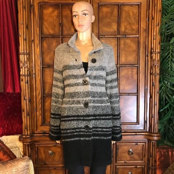 NWOT Jones New York Stripe Duster Cardigan - Picture 2 of 16